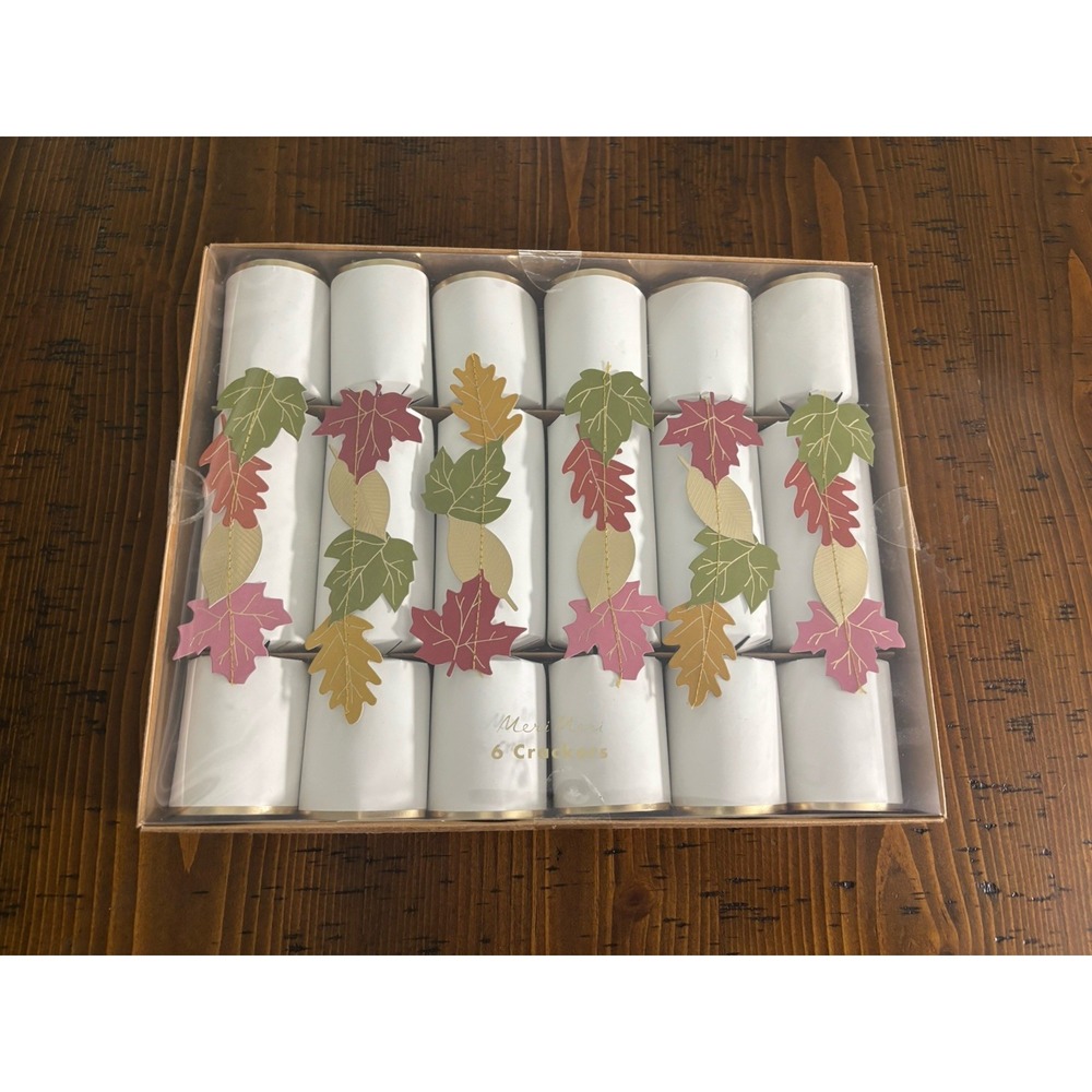 Meri Meri Set of 6 Fall Leaf Party Crackers Autumn Thanksgiving Table Decor